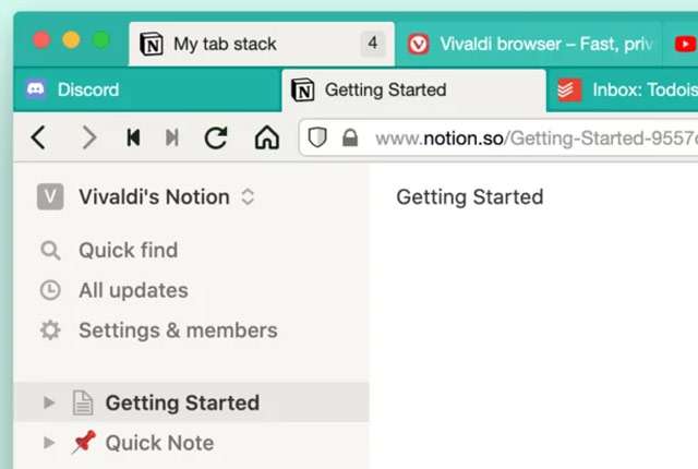 Vivaldi browser: Two-Level Tab Stacks