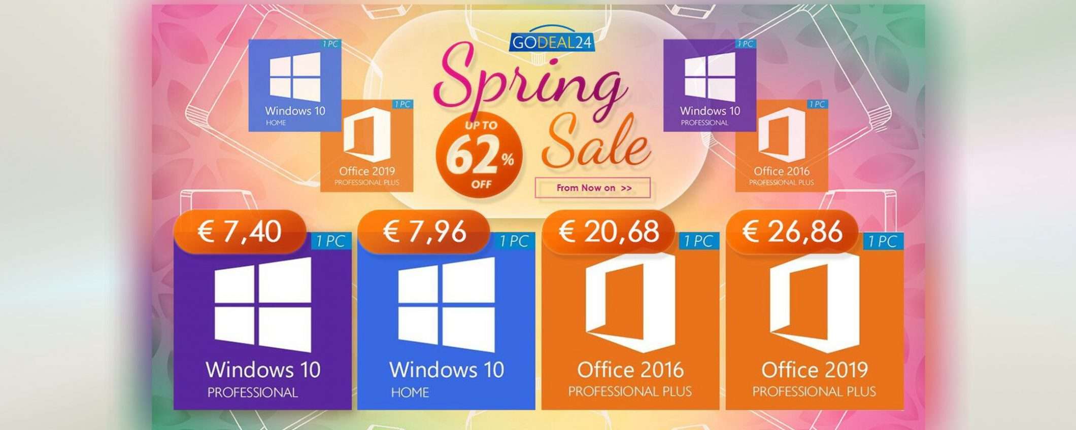 15€ Office, 7€ Windows 10: sconti di primavera su GoDeal24