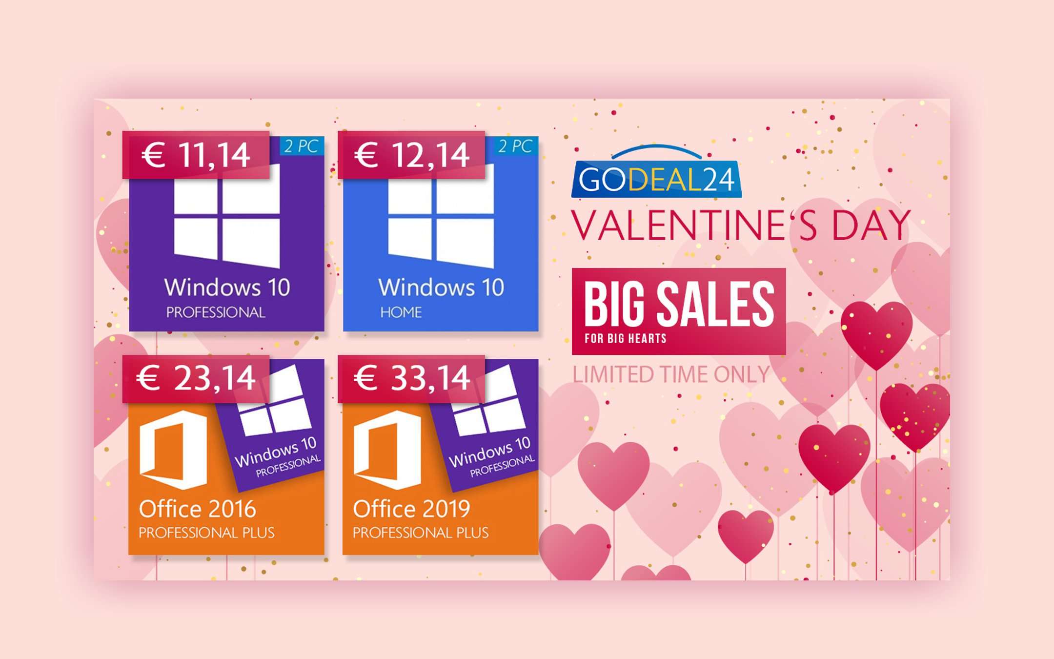 GoDeal24 loves you: Valentine's Office and Windows offers