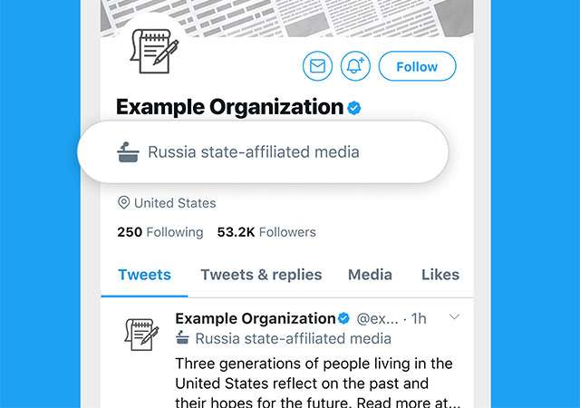 L'etichetta di Twitter per i media legati al governo