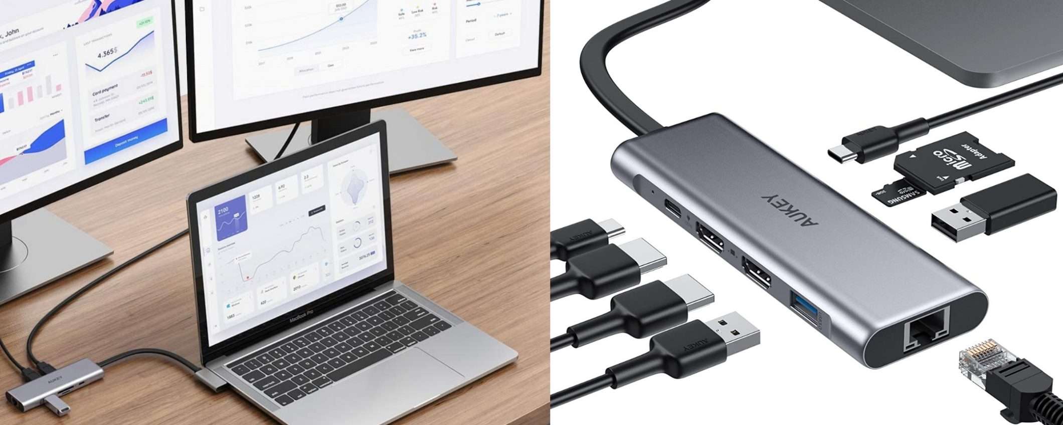 Docking station Aukey 9 in 2 per MacBook in offerta