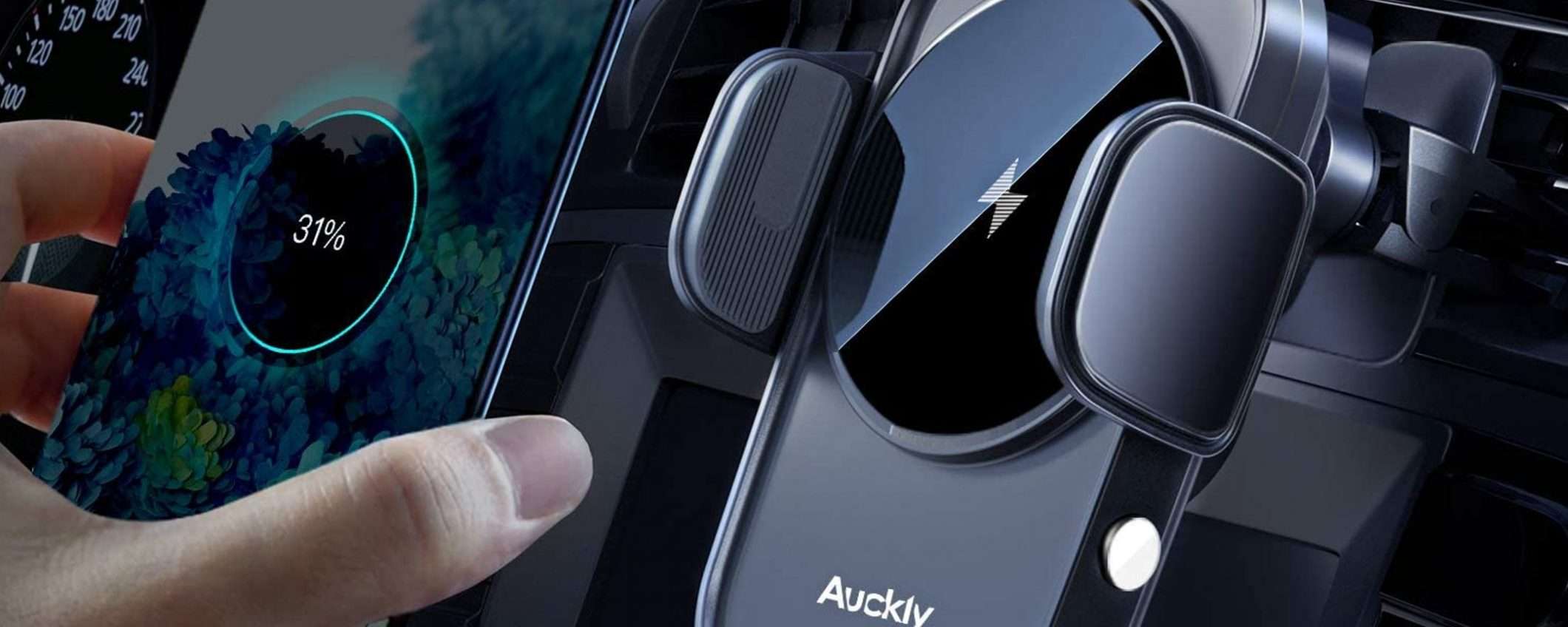 Auckly, il supporto auto con ricarica wireless