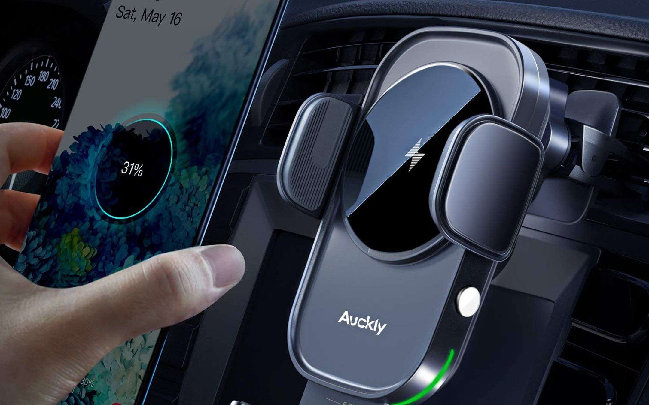 Auckly, the car holder with wireless charging Auckly, the car holder with wireless charging