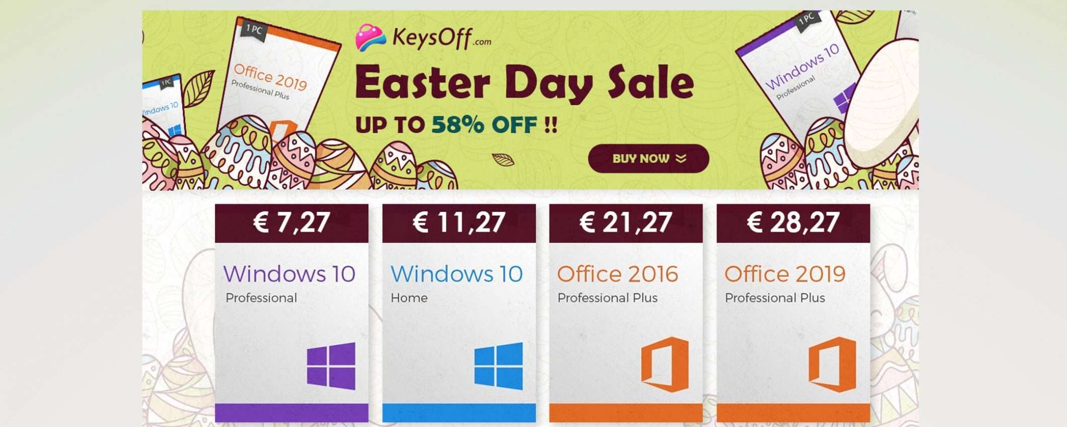 Sconti pasquali: Windows 10 Pro 5€, Office 2019 Pro Plus 28€