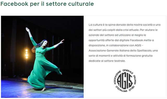Facebook e AGIS insieme a sostegno del settore della cultura in Italia