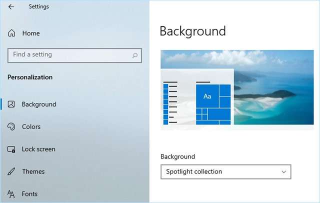 Spotlight per gli sfondi di Windows 10