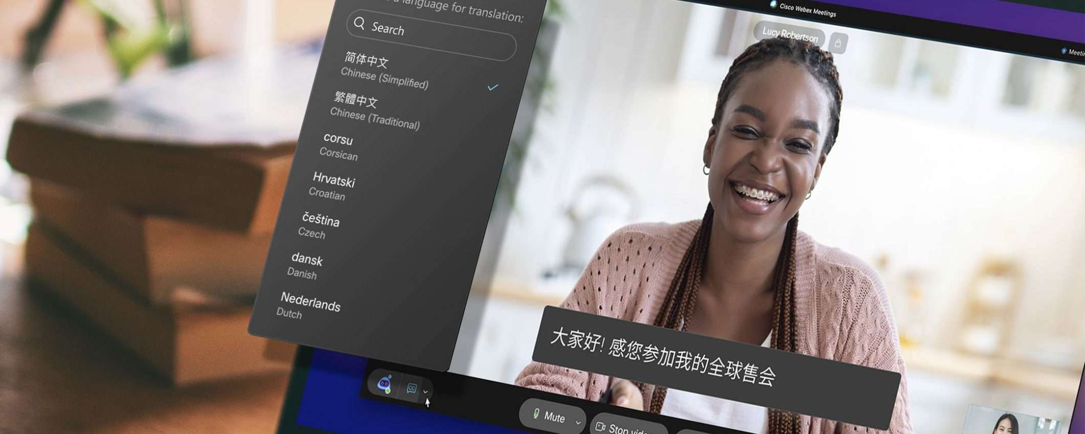 Webex: sottotitoli in tempo reale per 100+ lingue
