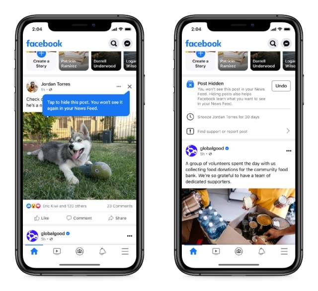 Facebook post hiding