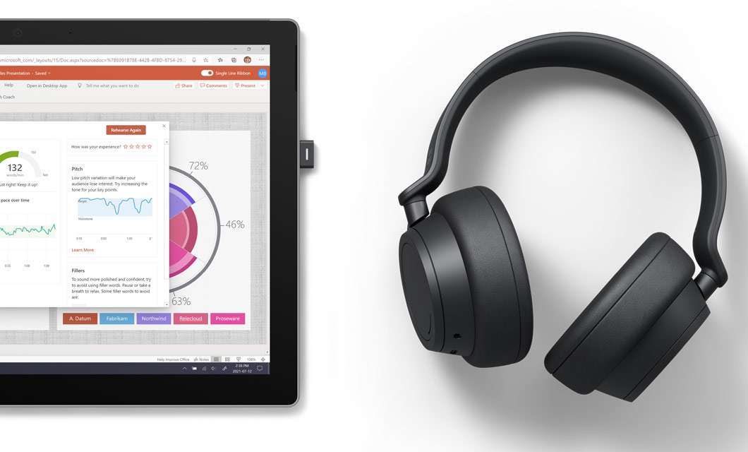 Surface Headphones 2+ for Business, dongle