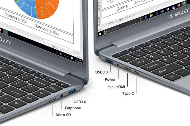 Il laptop Teclast F7 Plus 2: le porte di connessione