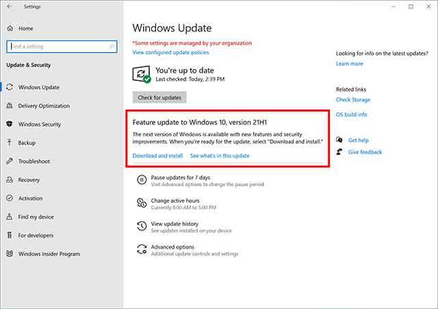 Windows 10 sta per ricevere il May 2021 Update (21H1)