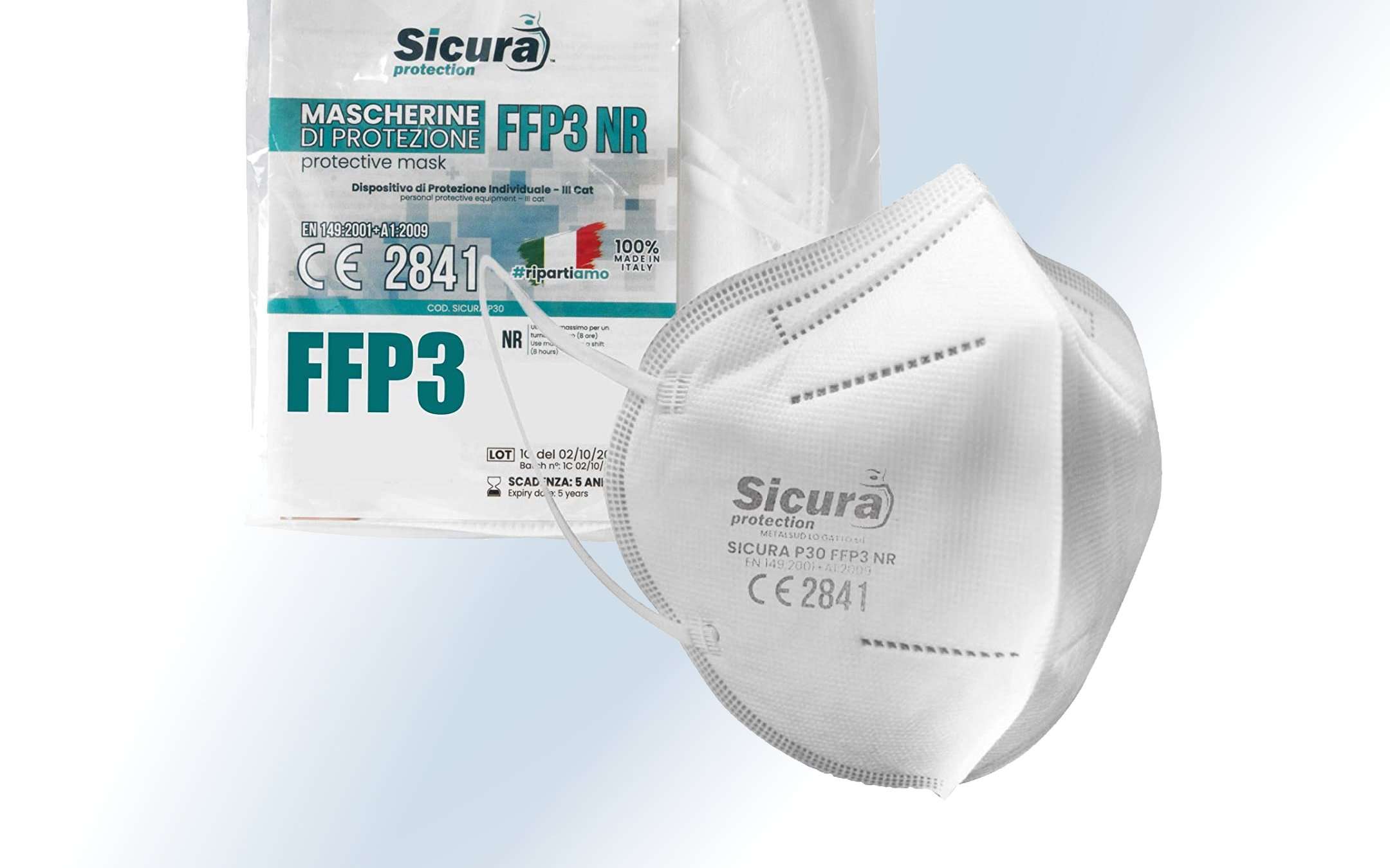 Mascherina FFP3 Senza Valvola - Certificata CE, Protezione 99%, Bianca, Confezione Singola - Foto 9