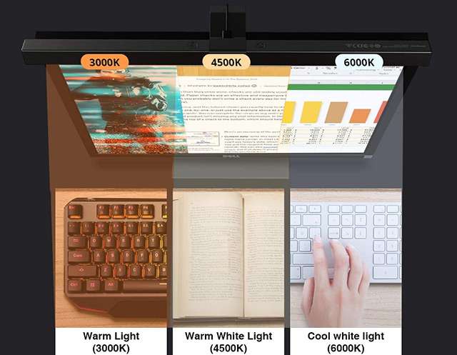 Lampada da monitor alimentata via USB: tre temperature colore per la luce emessa