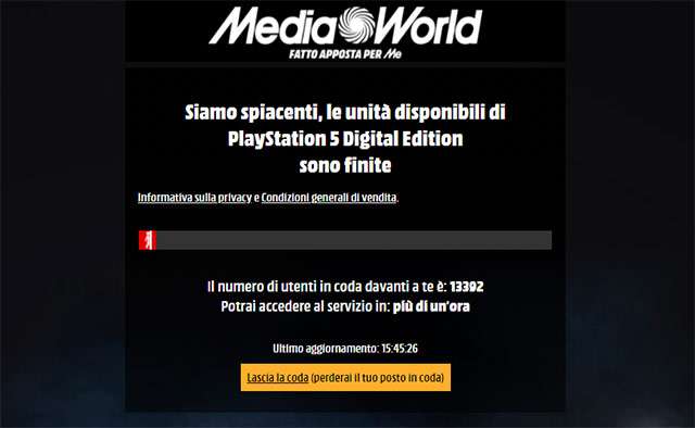 La PS5 in vendita sullo store online di Mediaworld