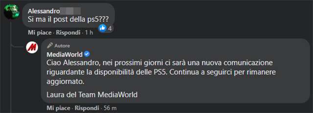 Mediaworld sulla cancellazione del post relativo al PS5 Drop