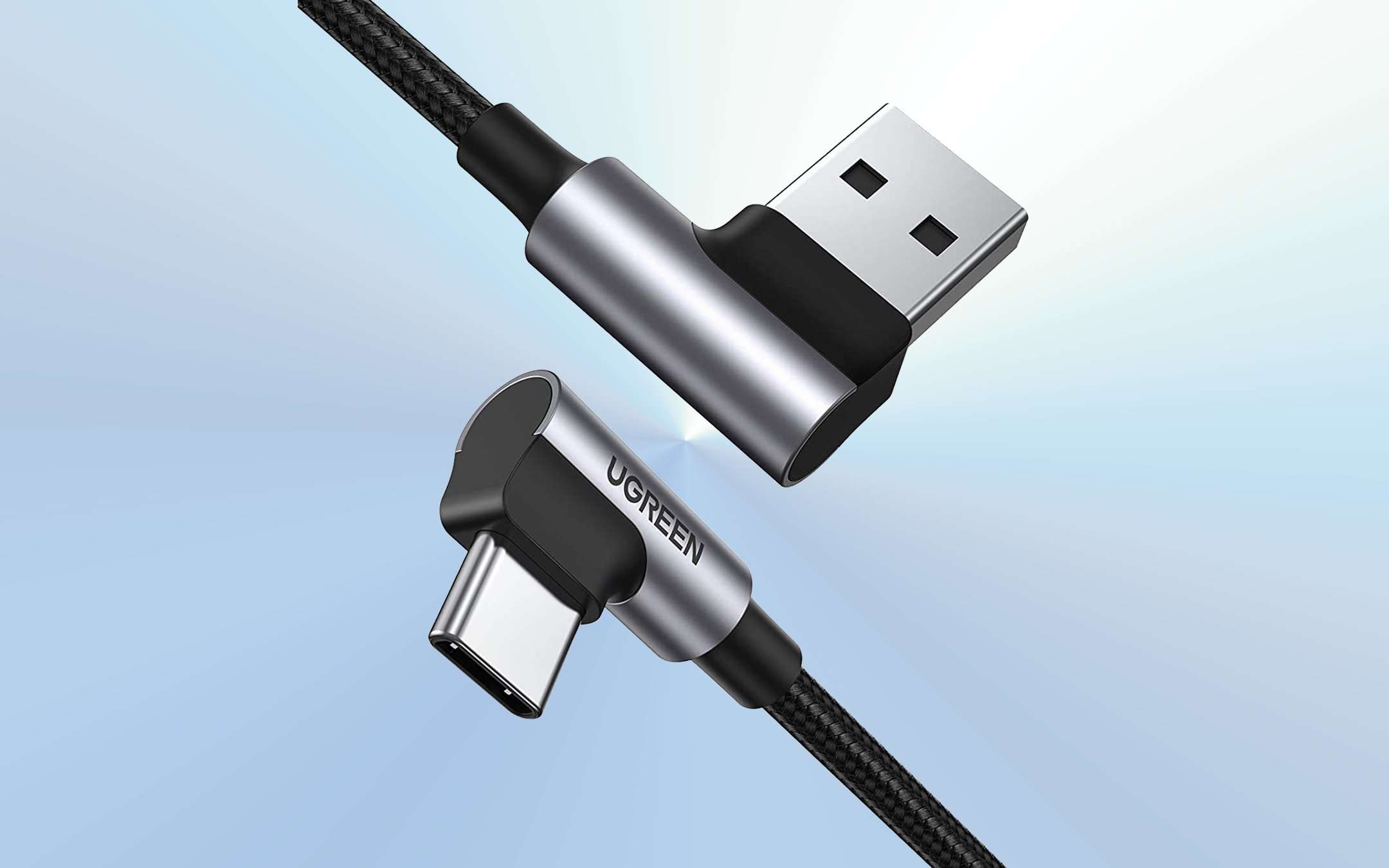 Goobay 64655 Cavo USB-A A USB-C Angolato 90°, Ricarica Rapida 60W, Rivestimento In Tessuto, 0,5 M