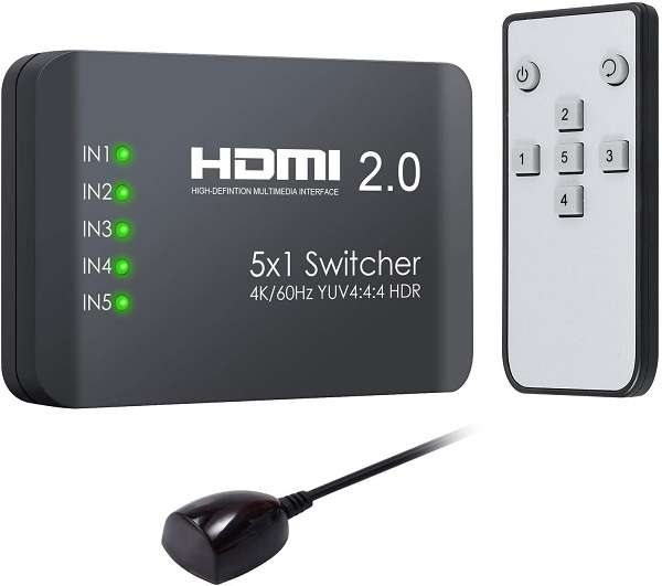 Switch HDMI 4K HDR 60Hz Telecomando 5 in 1 Neoteck - 1