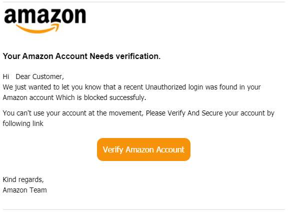 Fake email Amazon