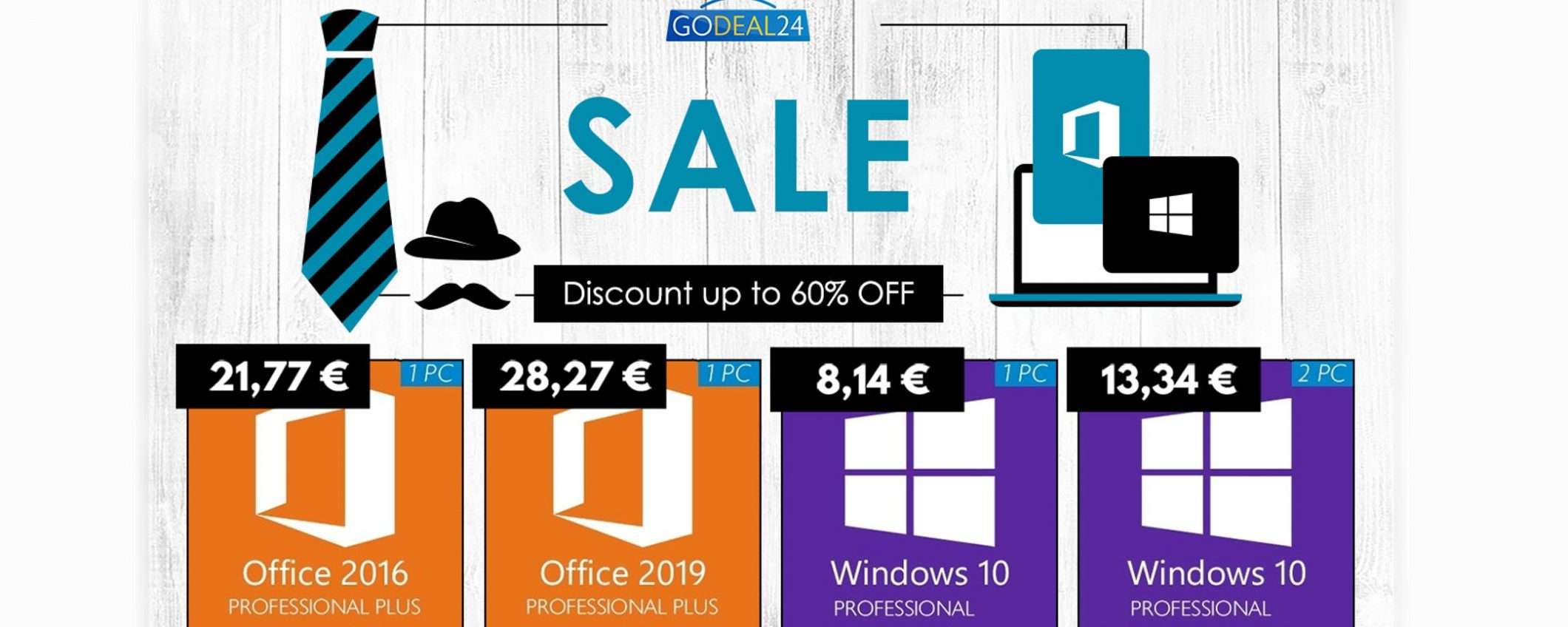 Office da 15€, Windows 10 da 6€ e sconti su software PC