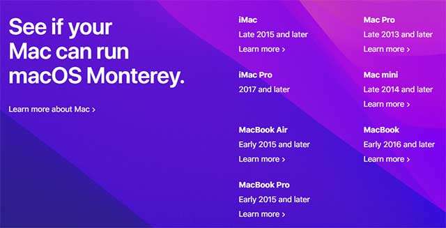 macOS Monterey e la compatibilità con i vecchi Mac