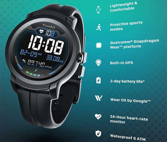 Lo smartwatch Ticwatch E2 con Wear OS