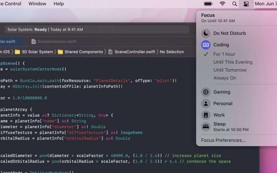 macOS Monterey: Concentrazione