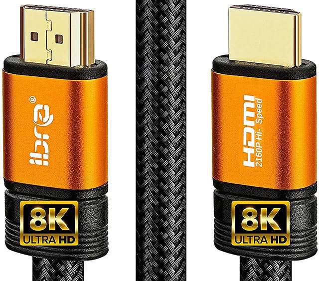 Il cavo HDMI arancio di IBRA per l'8K