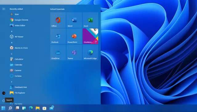 Il menu Start di Windows 10 su Windows 11