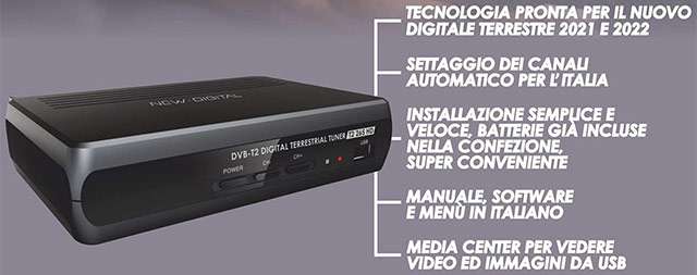 Il decoder DVB-T2 di New Digital con funzionalità da media player