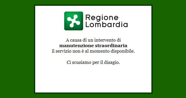 Il messaggio mostrato sulla homepage del Fascicolo Sanitario Elettronico di Regione Lombardia