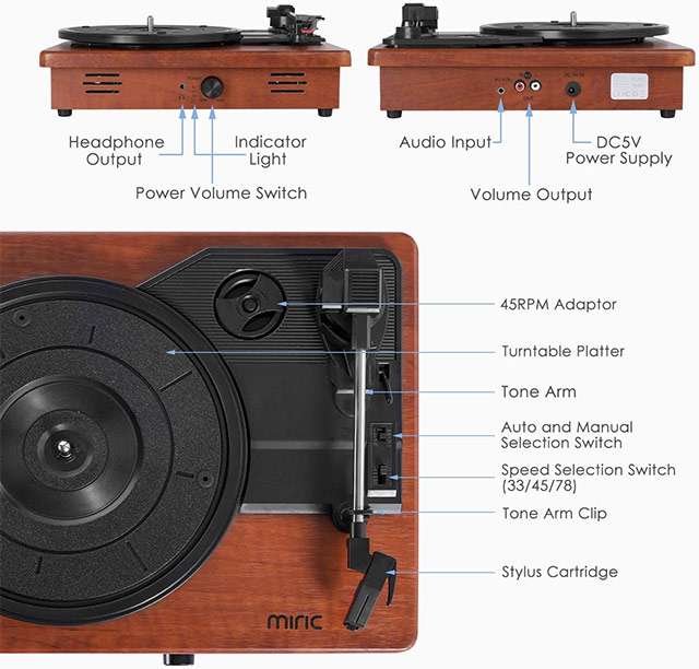 Le caratteristiche del giradischi Miric: vintage, ma con Bluetooth