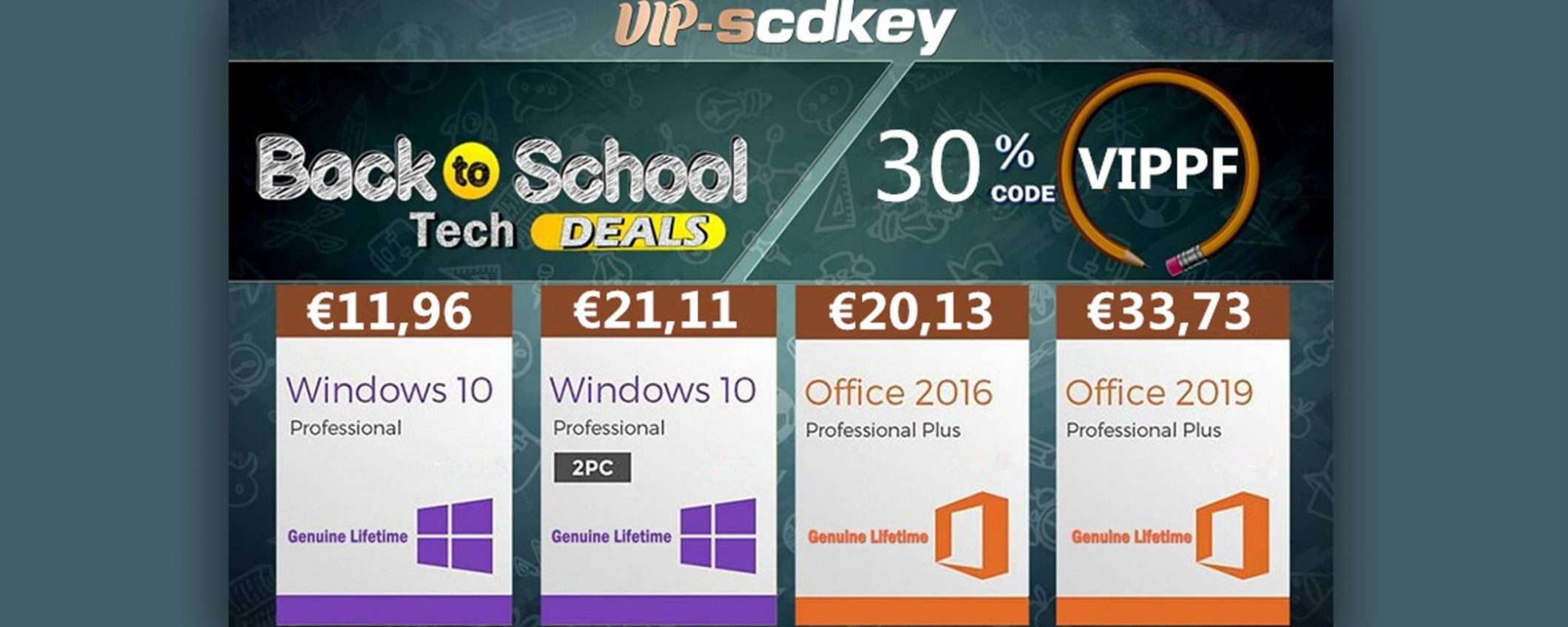 VIP-SCDkey Back to School: Windows 10 PRO OEM a €11