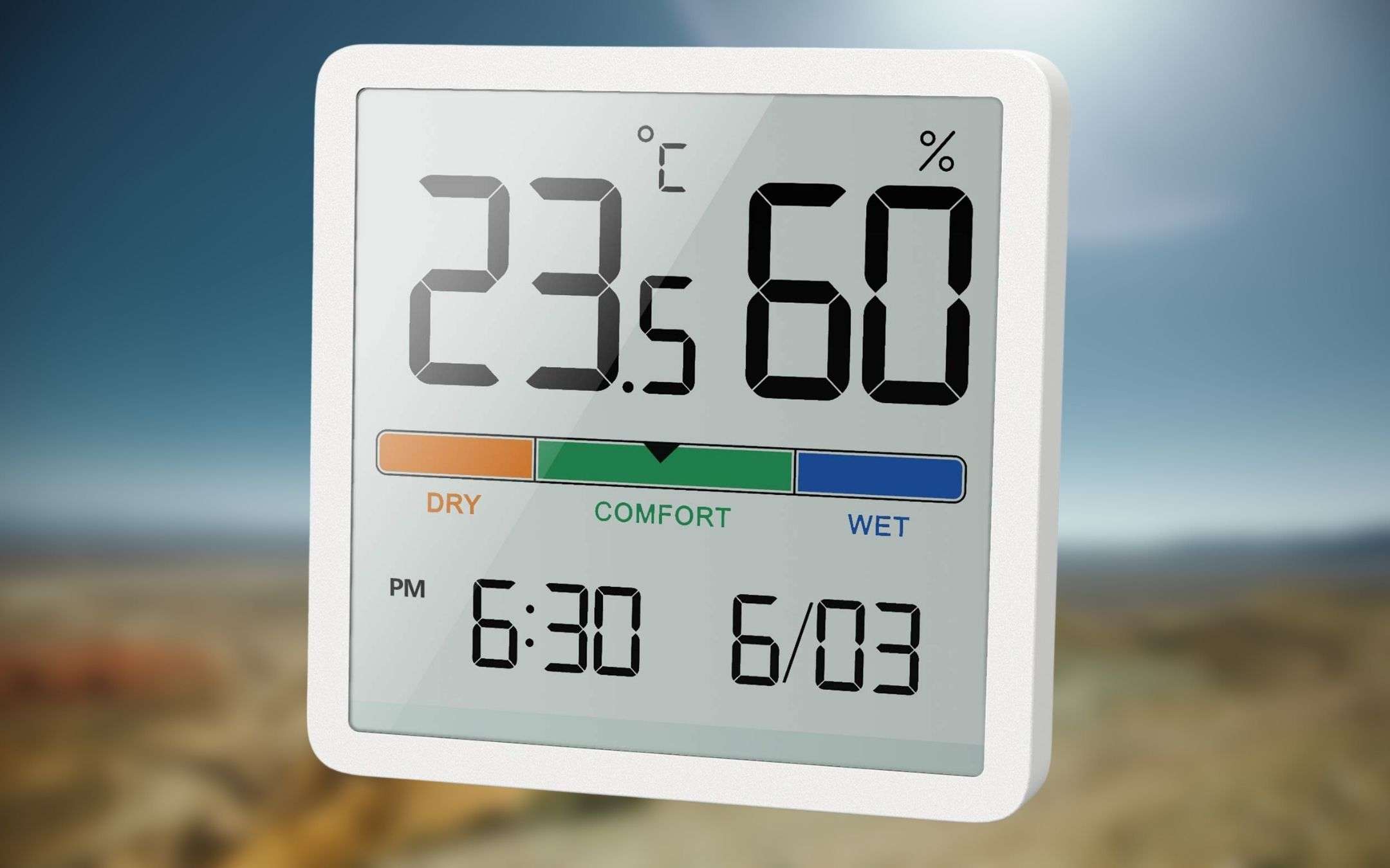 Termometro Digitale Ambiente con sensore digitale LCD da 3,34 pollici per serre in casa e ufficio ad,Alta precisione bianca MIIIW Termometro da igrometro interno 