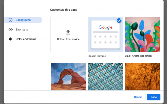 Personalizzare sfondo Chrome