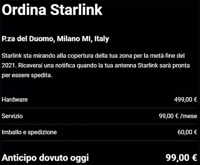 Starlink, la copertura in Italia