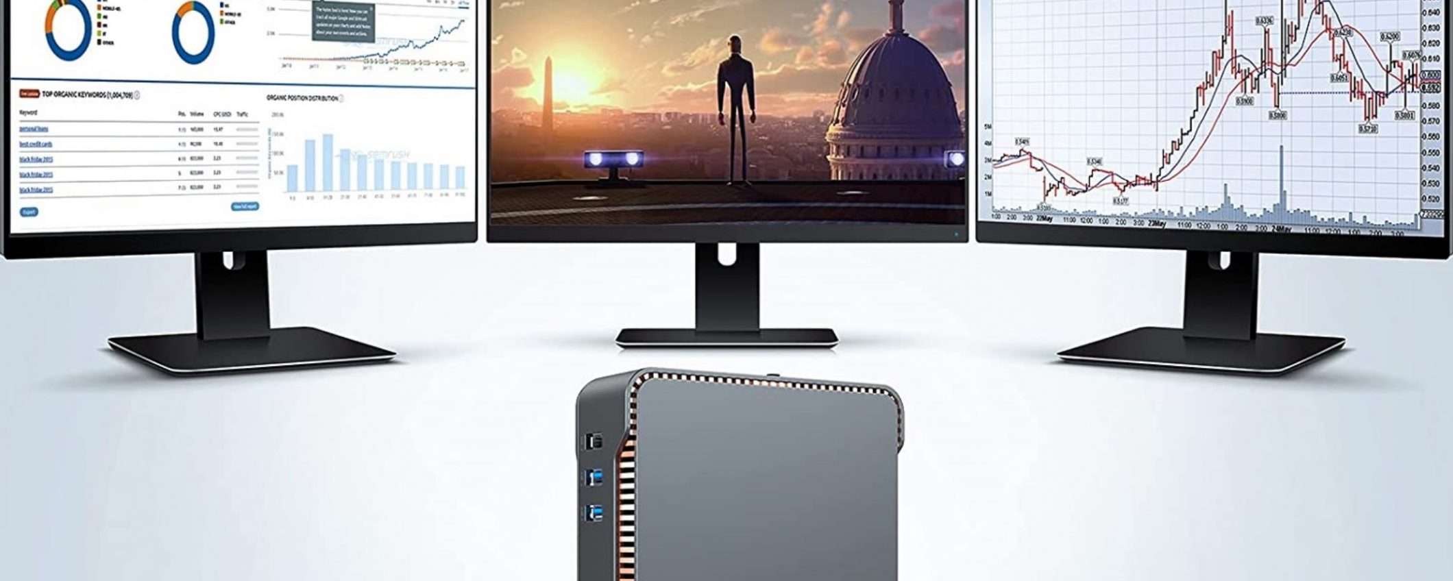 Triplo monitor ad un prezzo incredibile con questo Mini PC di Suncall