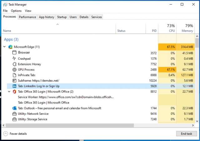 Microsoft Edge 94 - Task Manager