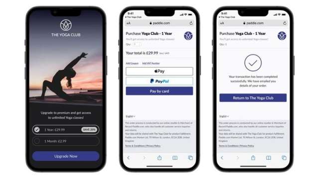 Paddle in-app purchase