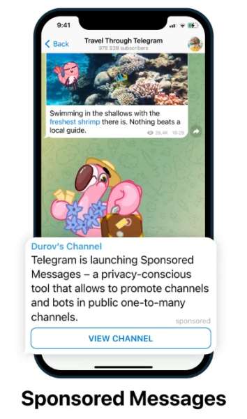 Telegram - messaggio sponsorizzato