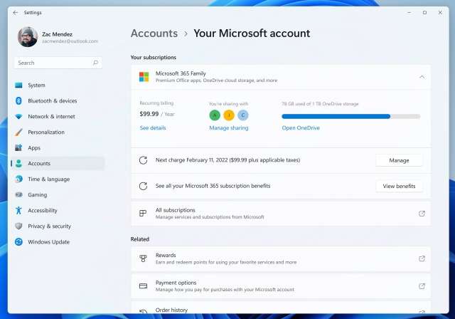 Windows 11 - account Microsoft