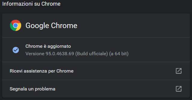 Chrome 95.0.4638.69, dopo l'ultimo aggiornamento