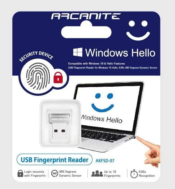Lettore Di Impronte Digitali USB – Touch 360° Capacitivo Per Windows 10/11 – Piccolo E Veloce