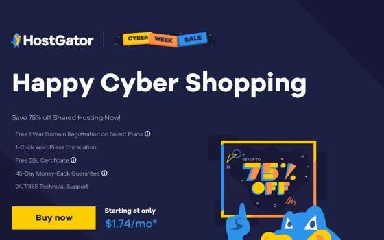 Hostgator: sconti TOP con la Cyber Week Sale!