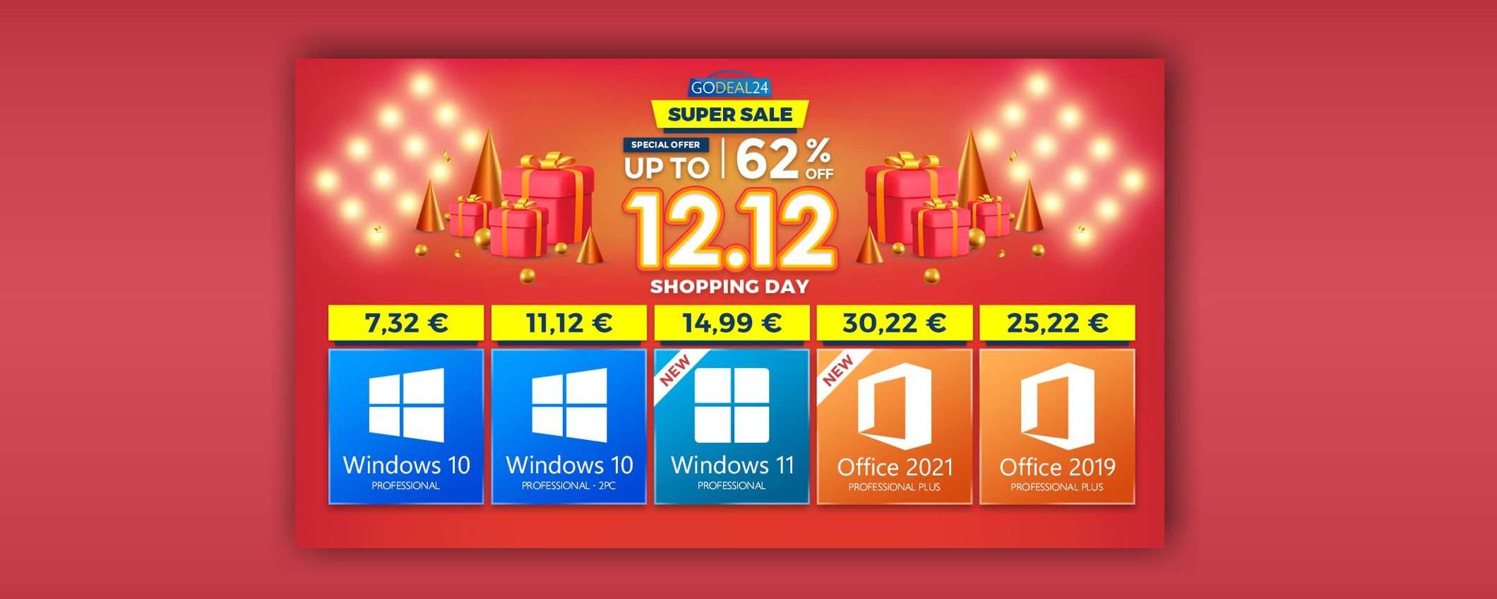 Saldi Double12: Office 2021 a meno di 15€, Windows 10 a 7€