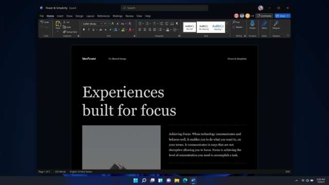 Microsoft Office - Dark Mode su Windows 11