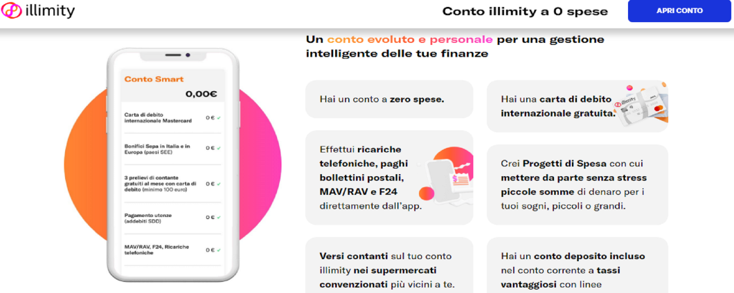 Illimity Bank: conto Smart a zero spese a vita
