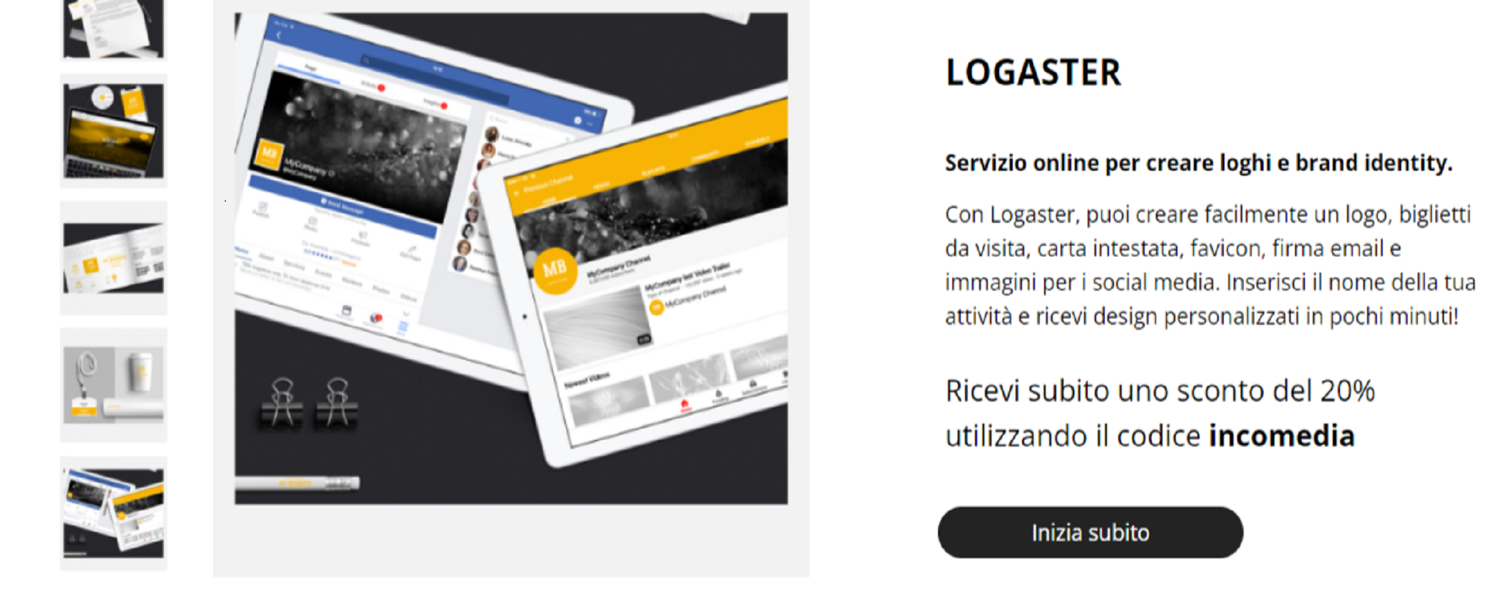 Logaster Incomedia: crea il tuo logo in pochi passi