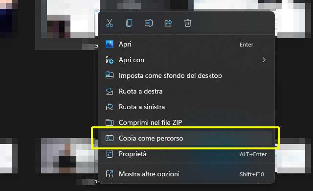 Windows 11: come copiare il percorso di un file dal menu contestuale