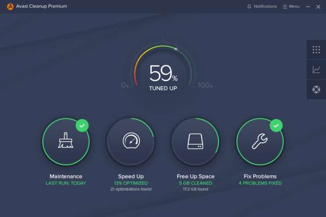 Avast Cleanup dashboard
