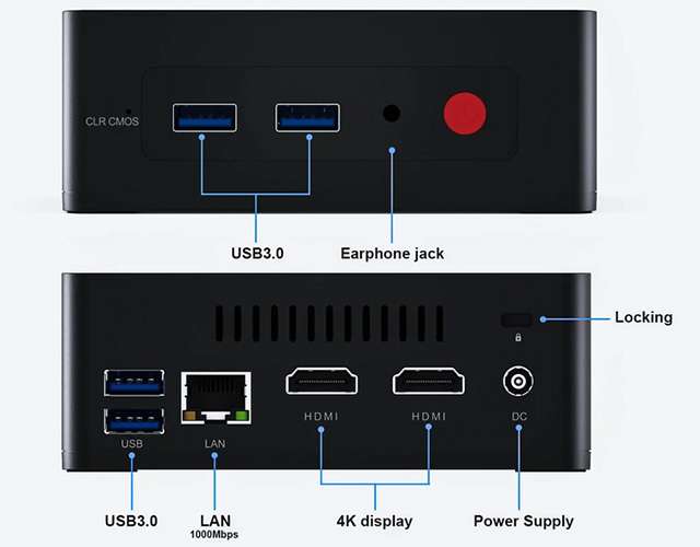 Beelink GKMini: Mini PC con processore Intel, le porte di connessione